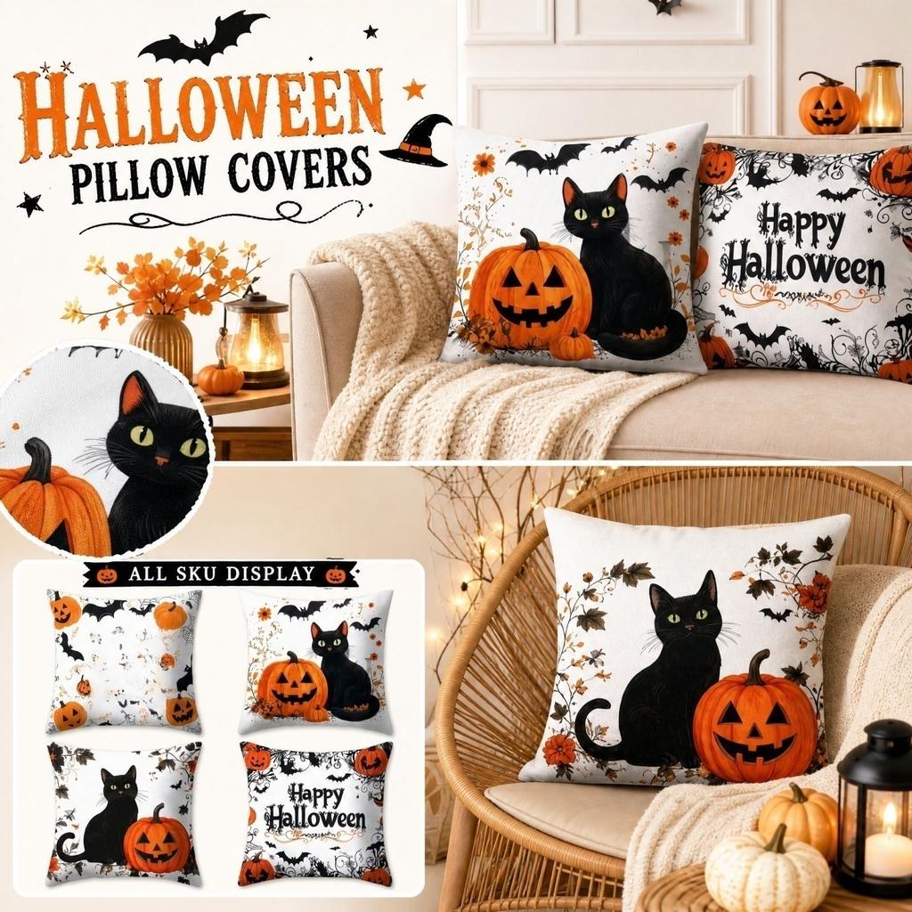 4___0__ Halloween Printed Throw Covers for Couch Sofa Decoration