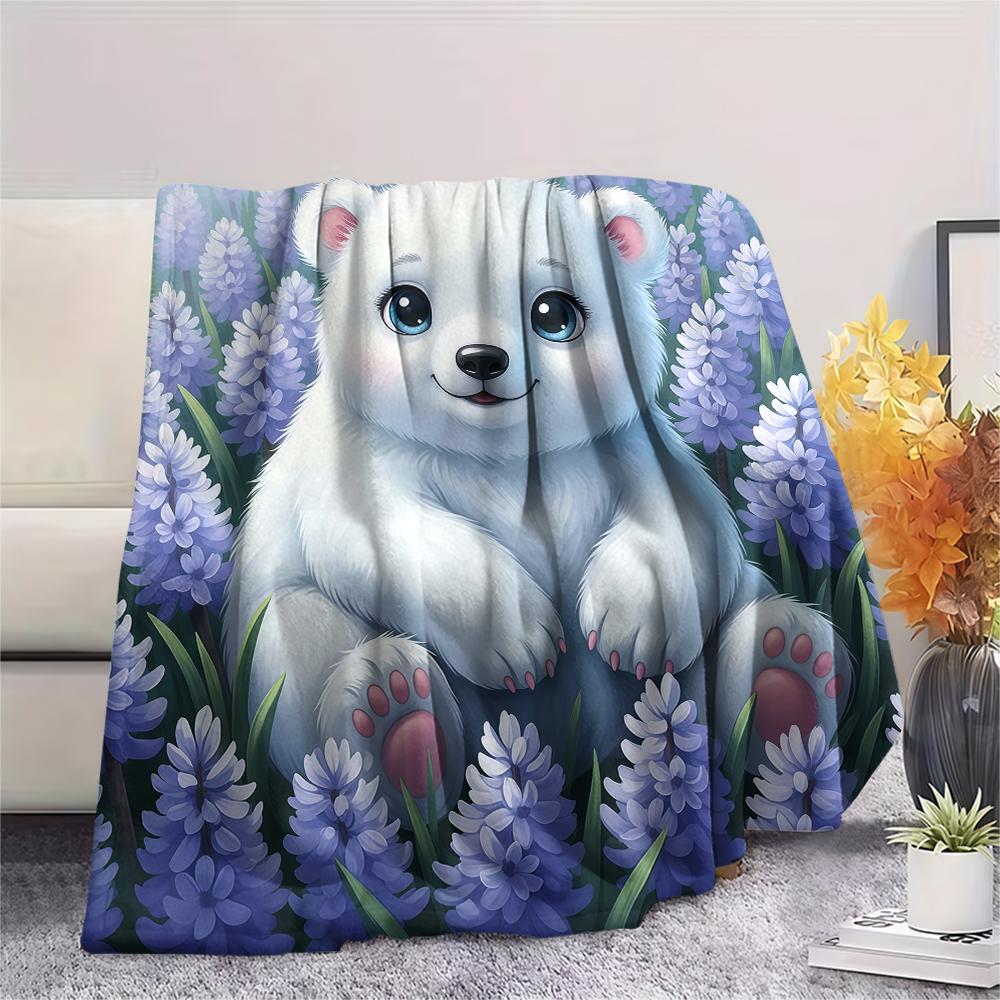 1Pc Cartoon Print Flannel Blanket, High Quality Comfortable for All Seasons, Home Decor, Warmth and Comfort, Perfect for Christmas Birthday Gift