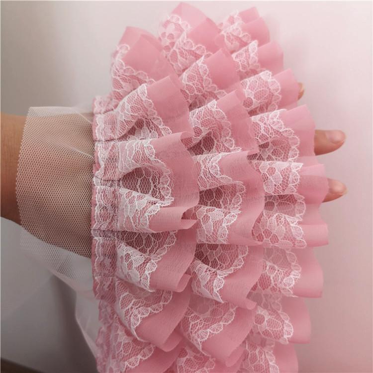11cm Wide Beautiful Multi-color Multi-layer Chiffon Mesh Lace Trim DIY Handmade Dress Skirt Cuffs Sewing Production Accessories