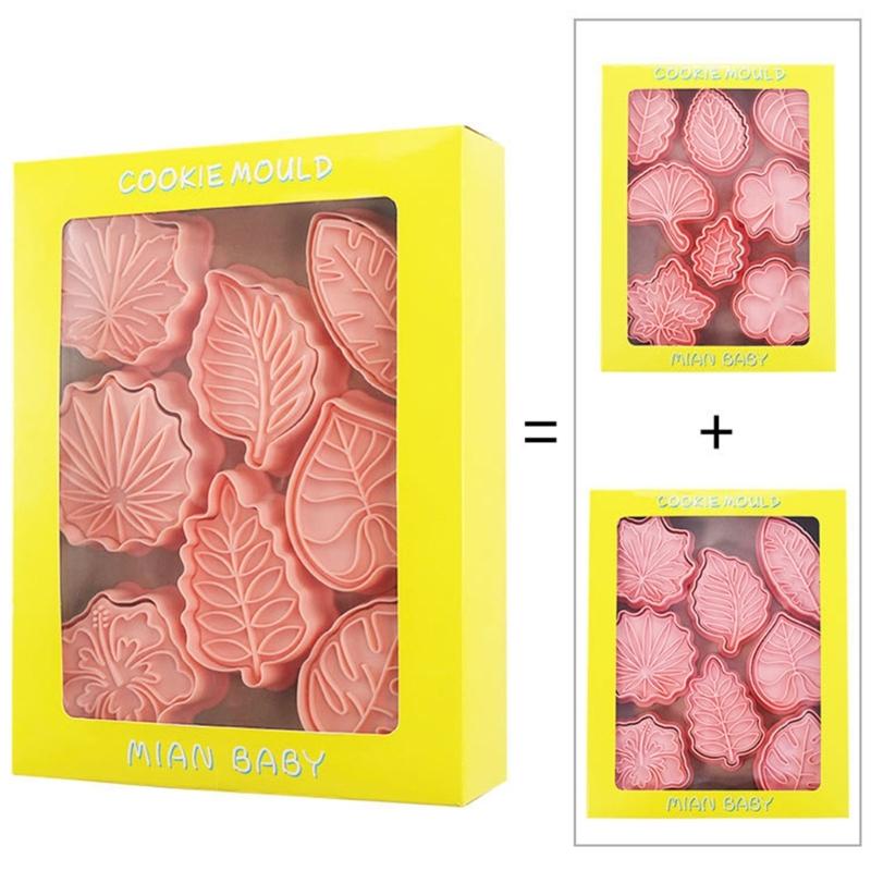16Pieces Tropical-Leaf Cookie Cutter-Mold for Cake Decorating Mini Plastic Fondant Mold DIY Baking Tool DIY Cookie-Stamp