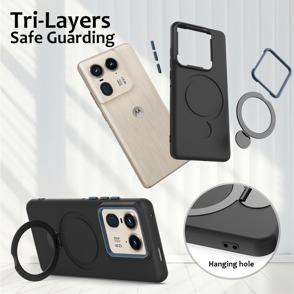 For Motorola Moto X50 Ultra 5G/Motorola Edge 50 Ultra 5G Magnetic Case Rotating Ring Kickstand TPU + PC Back Cover