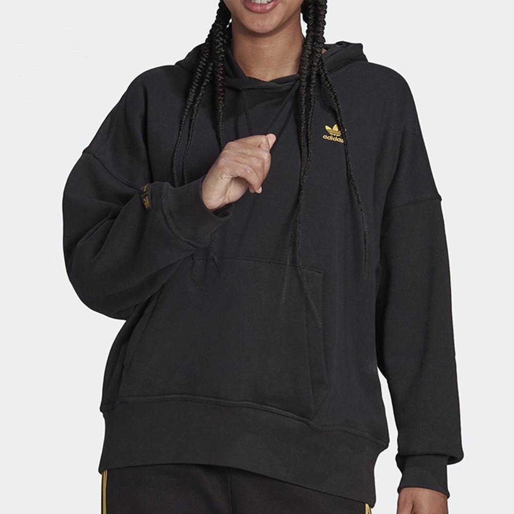Adidas Originals Marimekko Logo Embroidered Loose Fit Sports Hoodie Women Hoodies Black H20415