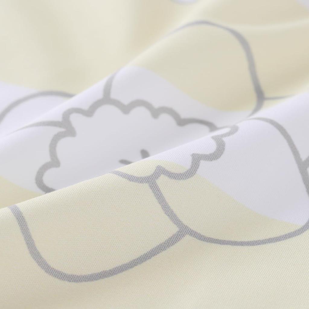 Nishikawa Miffy Fits Pillows with Inner PJ04140034 Pillowcase, 63x43cm, Washable, Reversible, Cover, DB4601, Striped, Flower, Yellow,