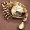 Anti-oxidation Jewelry Pin Women Brooch Blue Sparkling Rhinestones Angel Teardrop