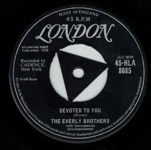 

7inch Record EVERLY BROTHERS - Bird Dog / Devoted To You 45HLA8685 London Records 1958 UK Rock Used