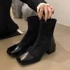 Square Toe Women's Boots Sexy Heeled Shoes for Woman  Winter Boots New Fashion Pumps Trend Luxury Walking Dress Mujer Botas