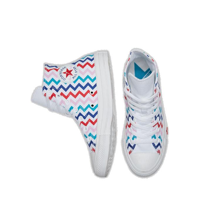 Converse Womens All Star High 'Zigzag' (women's sizes) White / University Red / Peony Pink Canvas Shoes 567046C