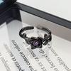Vintage Personality Dark Vine Rose Purple Diamond Open Ring Petal Niche High Sense Simple Ring