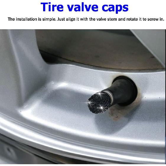 4PCS Rhinestone Tire Valve Caps, Tire Valve Caps, Car Accessories for Women, Anti-Corrosion, Shiny Decoration, AC-6-112 Suitable for All Kinds of