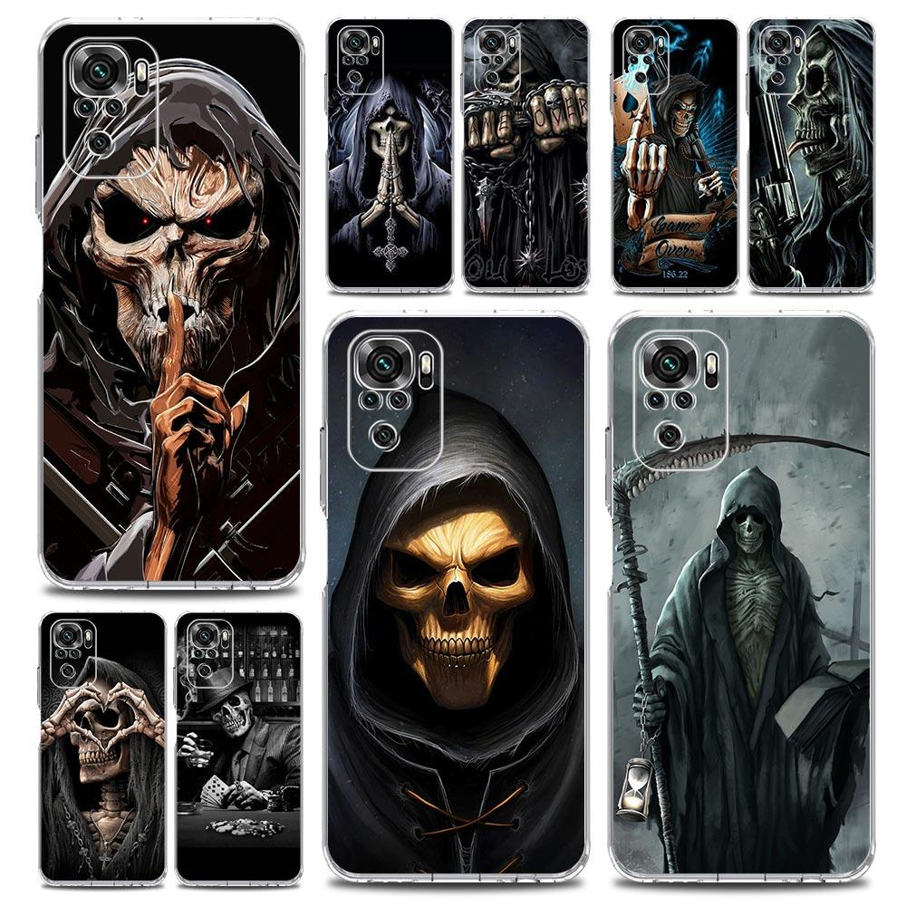 Phone Case For Xiaomi Redmi Note 15 14 13 12 4G 10 11 Pro Plus 5G 14C 13C 12C 10C Soft TPU Cover Grim Reaper Skull Skeleton
