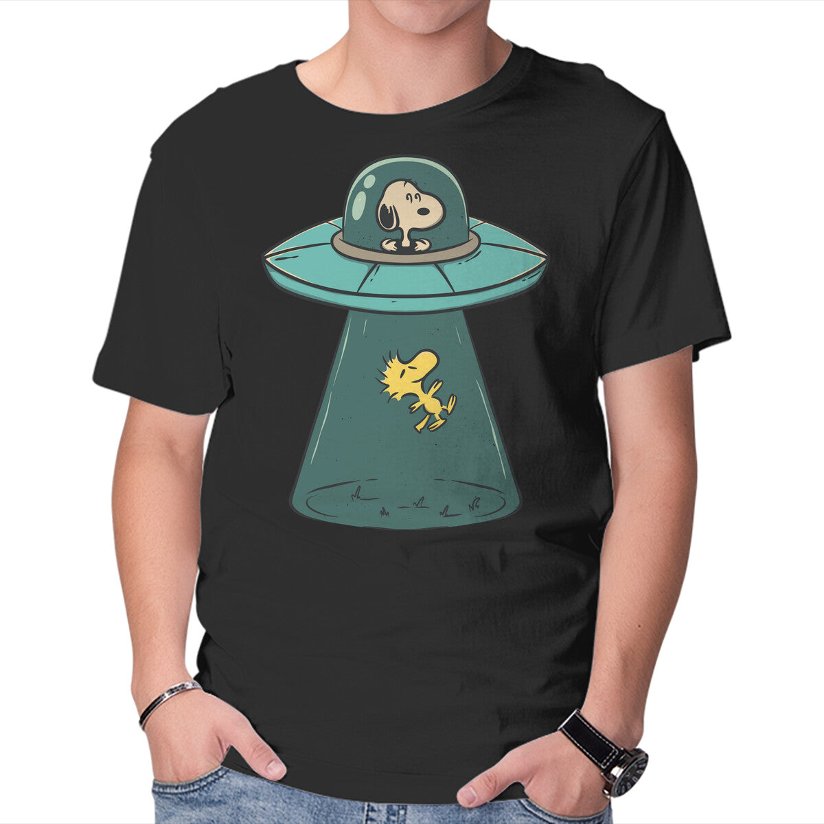 Unisex Crew Neck T-Shirt Alien Dog Graphic Short Sleeve Casual Tee XL