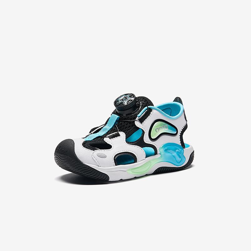 Anta Kids Fabric Comfortable Versatile Trendy Outdoor Beach Shoes Kids Sandals White Black 312429970-2