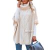 Autumn and winter new temu hot sale turtleneck twist shawl loose crew neck sweater