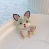 Lindos Broches de Perro de Dibujos Animados de Cristal de Lujo para Mujer Pines de Solapa de Animales Elegantes con Pedrería Accesorios de Joyería