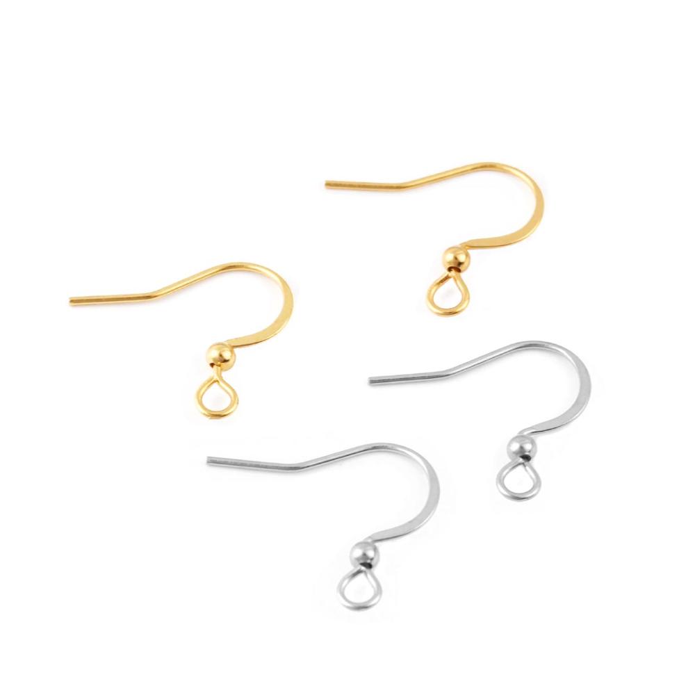 50 Stück/Los Goldfarbe Edelstahl Ohrhaken Ohrstecker Verschlüsse Mit Feder Ohrhaken Für Schmuckherstellung Zubehör