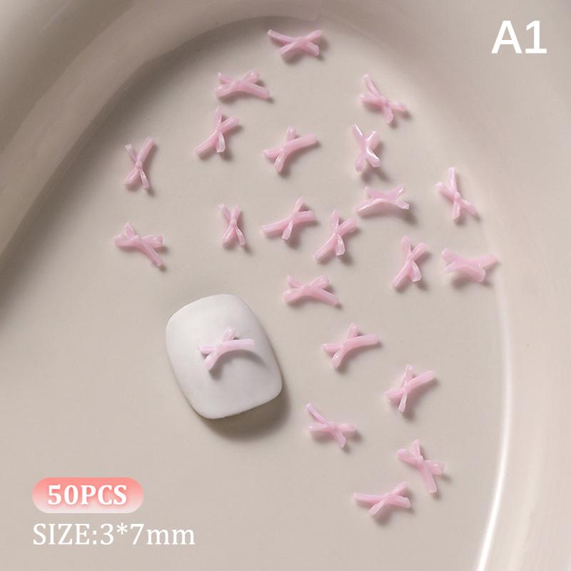 50 Stück Schleife Nagelzubehör 3D Flatback Harz Schleife Nagelanhänger DIY Frühlingsnägel Nailart Dekorationsteile