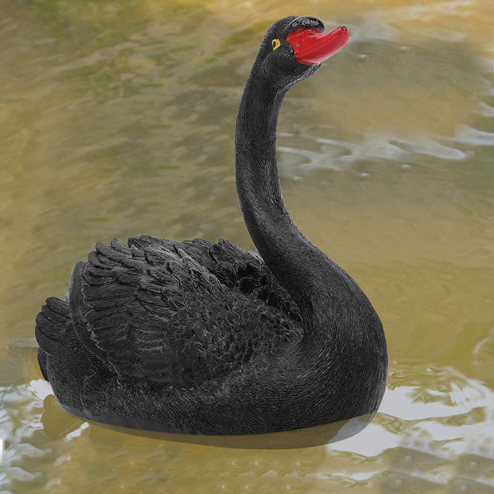 Outdoor Cute Floating Simulation Black Swan Ornament for Garden Courtyard Decoration