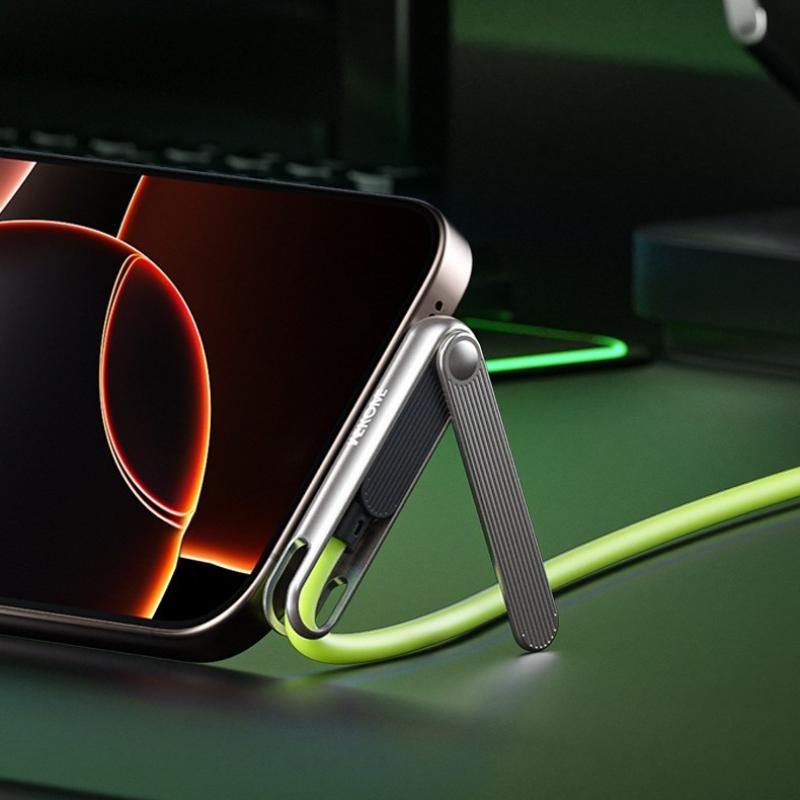 2in1 Portable 240W Fast Charging Cable Phone Tablet Foldable Holder USB A/C To TypeC Data Cable with Folding Bracket For iPhone