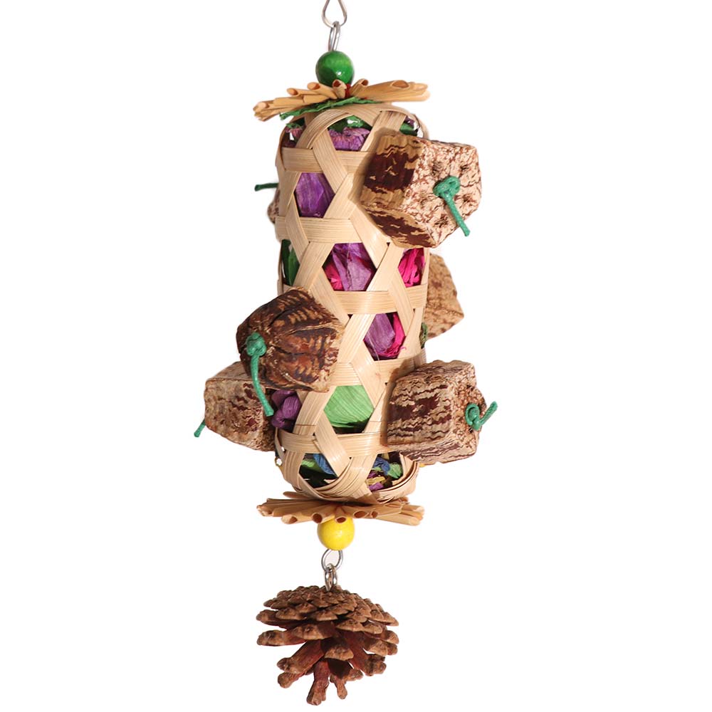 Bamboo Woven Pet Bird Chew Toy Hanging Teeth Grinding Toy  For Cockatiel Conure Cockatoos