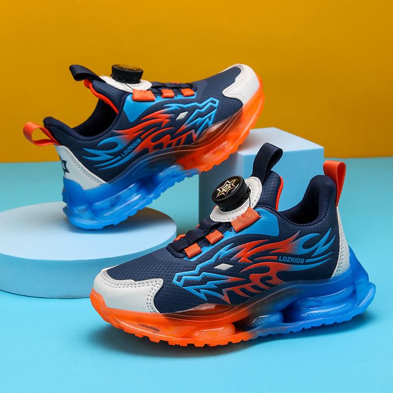 Middle school students rotate button shoes, spring and autumn students a 2025 sports boys face mesh breathable