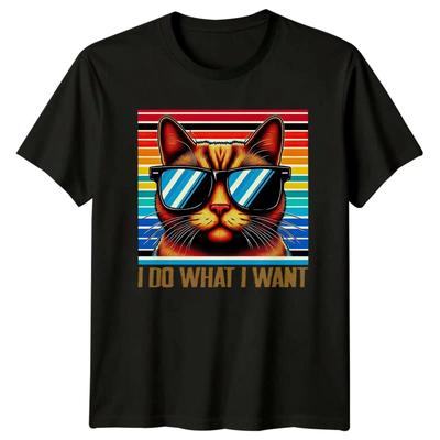 Lustige Katze Mit Schatten Ich Tue Was Will KTzchen Grafik T Shirt Vintage Graphic Versatile Homme Breathable Slightly