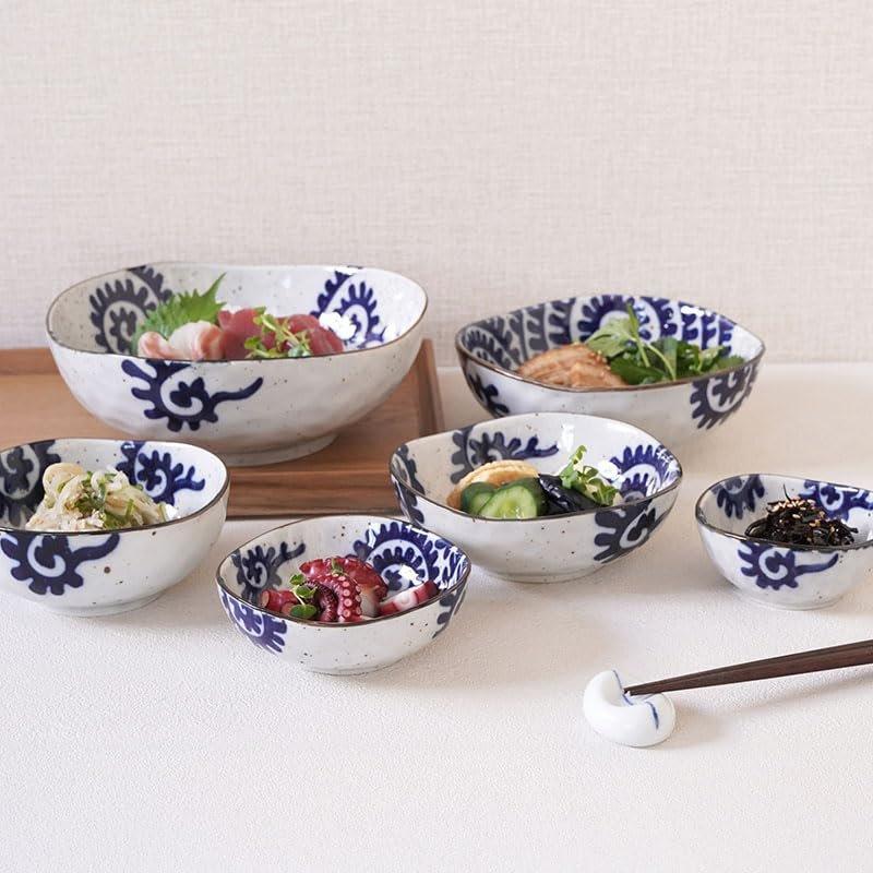 EAST table Japanese Mino-ware Ceramic Triangle Small Bowl - Arabesque Pattern