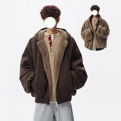 Trendy Omkeerbare Katoenen Jas in Konijnenbontstijl - Heren Winter Retro Cool Met Capuchon, Veelzijdig & Warm voor Koppels