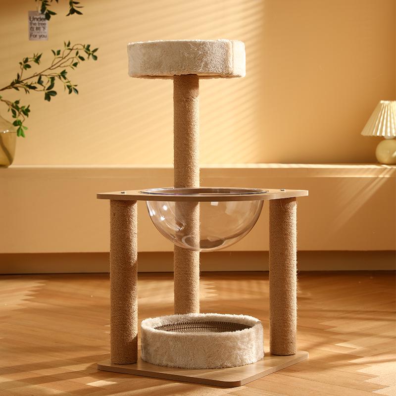 Large Cat Tree with Integrated Bed, Shelves, Sisal Scratching Posts, and Jumping Platform