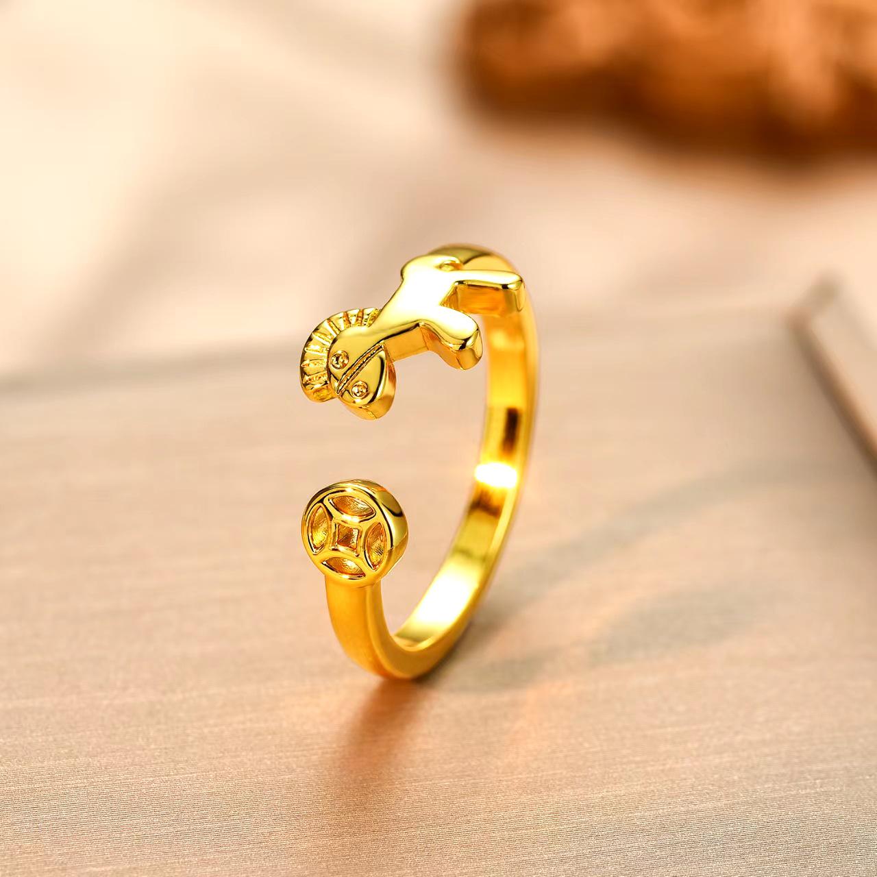 Women s Adjustable Retro Benming Year Index Ring with Little Horse Design Adjustable Open Design