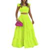 Women's Yellow Sleeveless Maxi Dress V Neck Flowy Summer Long Dress