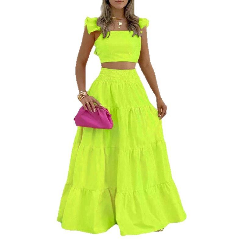 Women's Yellow Sleeveless Maxi Dress V Neck Flowy Summer Long Dress