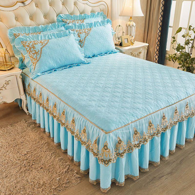 Thickened Cotton Bed Skirt One-Piece European-Style Lace Quilted Cotton Bedspread Three-Piece Set New Non-Slip Bedspread Four Seasons