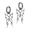 Gothic Punk Silver Thorns Butterfly Pendant Earrings With Skull Design For Men And Women