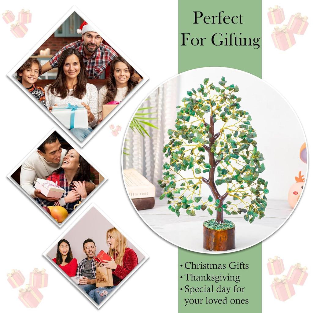 Green Aventurine Crystal Tree Good Luck Showpiece for Home Decor Items Crystals Gemstones Bonsai Money Tree for Good Luck, Decoration Gift Item