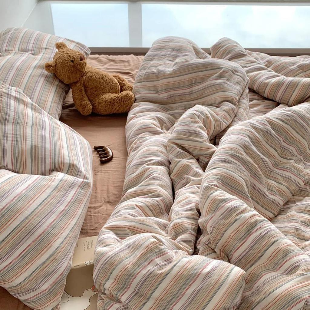 Live Broadcast Explosion Class A Maternal And Infant Grade Cotton Pure Cotton Double-Layer Yarn 4-Pcs Set Student Children'S Dormitory 3Pc Quilt Cover