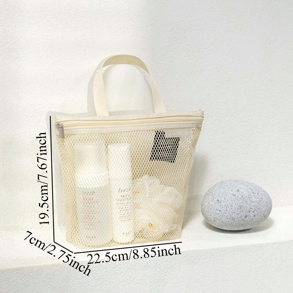 Mesh Makeup Organizer Portable Convenient Shower Bag Solid Color Tote Bag Simple Robust Hanging Pouch Bath Mesh Pockets