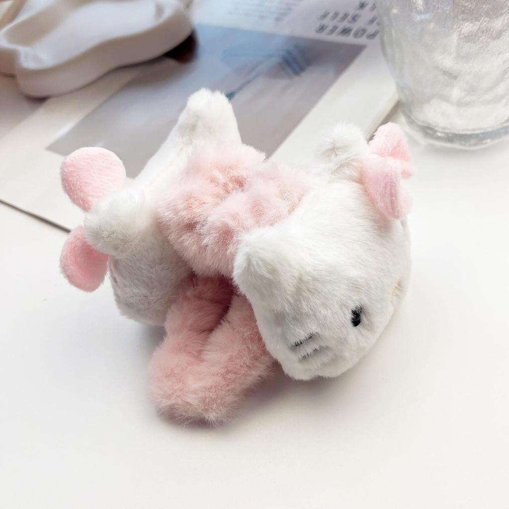 Cute Hello Kitty Cat Plush Double-Sided Shark Claw Hair Clip
