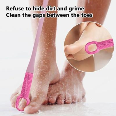 Yousheng 2 Pcs Toe Cleaning Brush Silicone Foot Scrubber with 15.7" Long Handle Soft Cleaning Shower Brush Foot Care Tool for Seniors Elderly Men