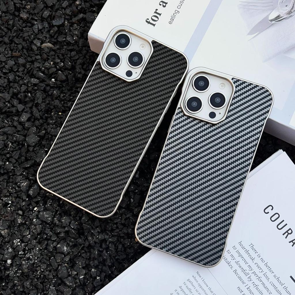 Applicable To IPhone16 Frameless Carbon Fiber Pattern Mobile Phone Case Apple 15 ProMax Skin Friendly and Anti Fall Protection Case
