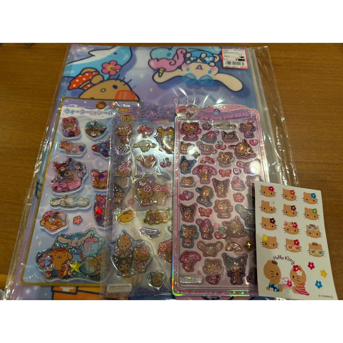 Used Sanrio Suntan Sticker Clear File Set Hello Kitty My Melody Pompompurin Pochacco Cinnamoroll