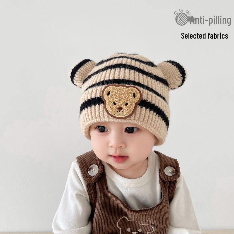 Ciepły i Uroczy Swetrowy Kapelusz dla Niemowląt z Ochroną Uszu - Jesień/Zima Modny Jednolity Kolor dla Chłopców i Dziewczynek