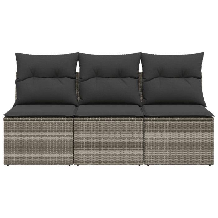 VidaXL Garden Sofa with Cushions 3-seater Grey Braided Resin 366139