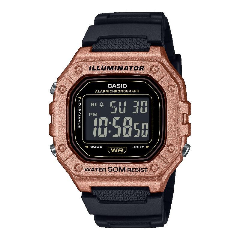 Casio G-SHOCK Men s Resin 50M Water Resistant Digital Alarm Quartz Watch W-218HM-5BV коричневый