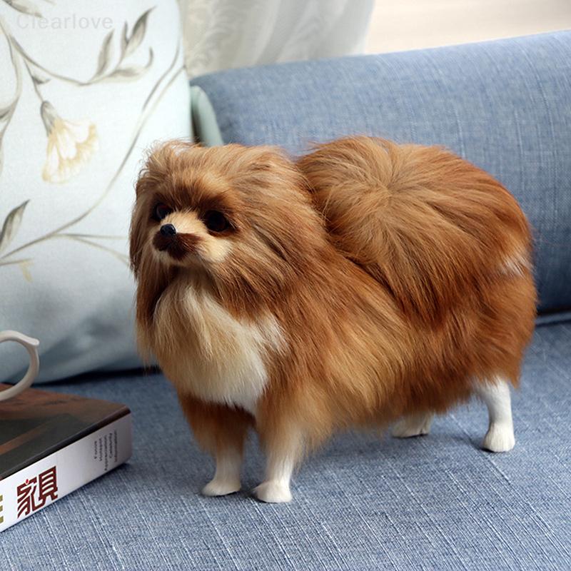 Realista Pomerania Simulación Juguete Perro Cachorro Realista Compañero Juguete Hecho a Mano Perro Caído Juguetes para Mascotas Simulación Relleno