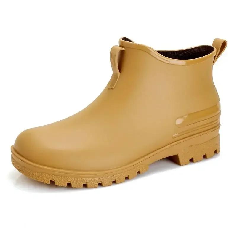 Waterproof and Non-slip Fashion Man Shoes Chef Kitchen Cooking Ankle Low Short Rain Boots for Men Comfortable Plastic Resistant