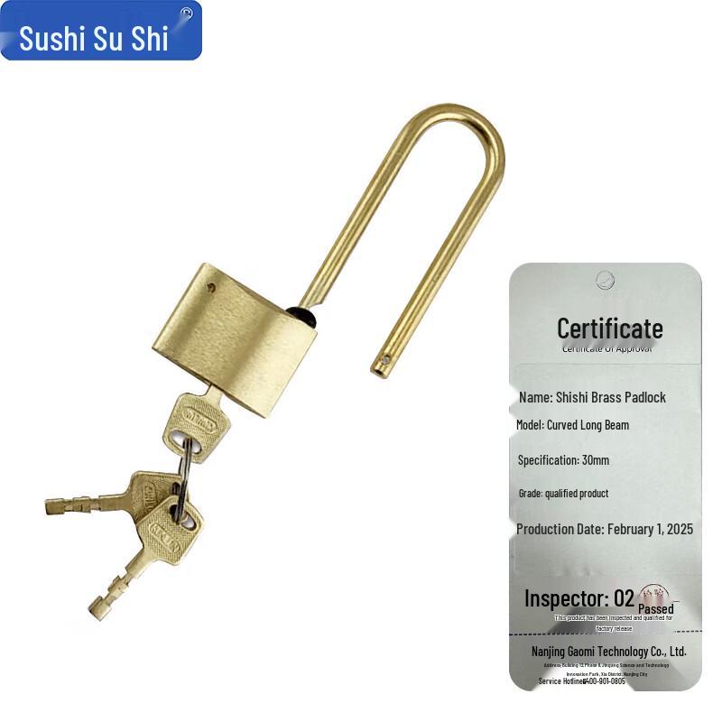 SuShi Solid Brass 30mm Arc Long Shackle Padlock