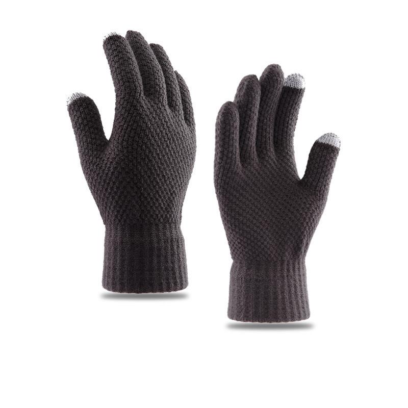 Winter gloves plush men's thickened warm autumn and winter outdoor wool knitted gloves