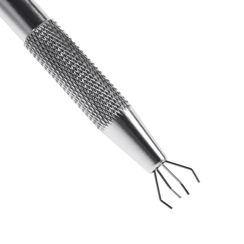 IC Chip Pick Up Tool 4 Prong Grabber Tool for Small Parts Electronic Components Catch Manicure Cotton Ball Claw Durable