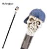 Blue Hat Resin White Skull Head Walking Cane Fashion Decorative Steel Stick Gentleman Elegant Cosplay Cane Knob Crosier 94cm