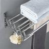 Stainless Steel Wall Mounted Folding Drying Rack Rustproof Space Saving Clothes Drying Rack Large Capacity with Hooks
